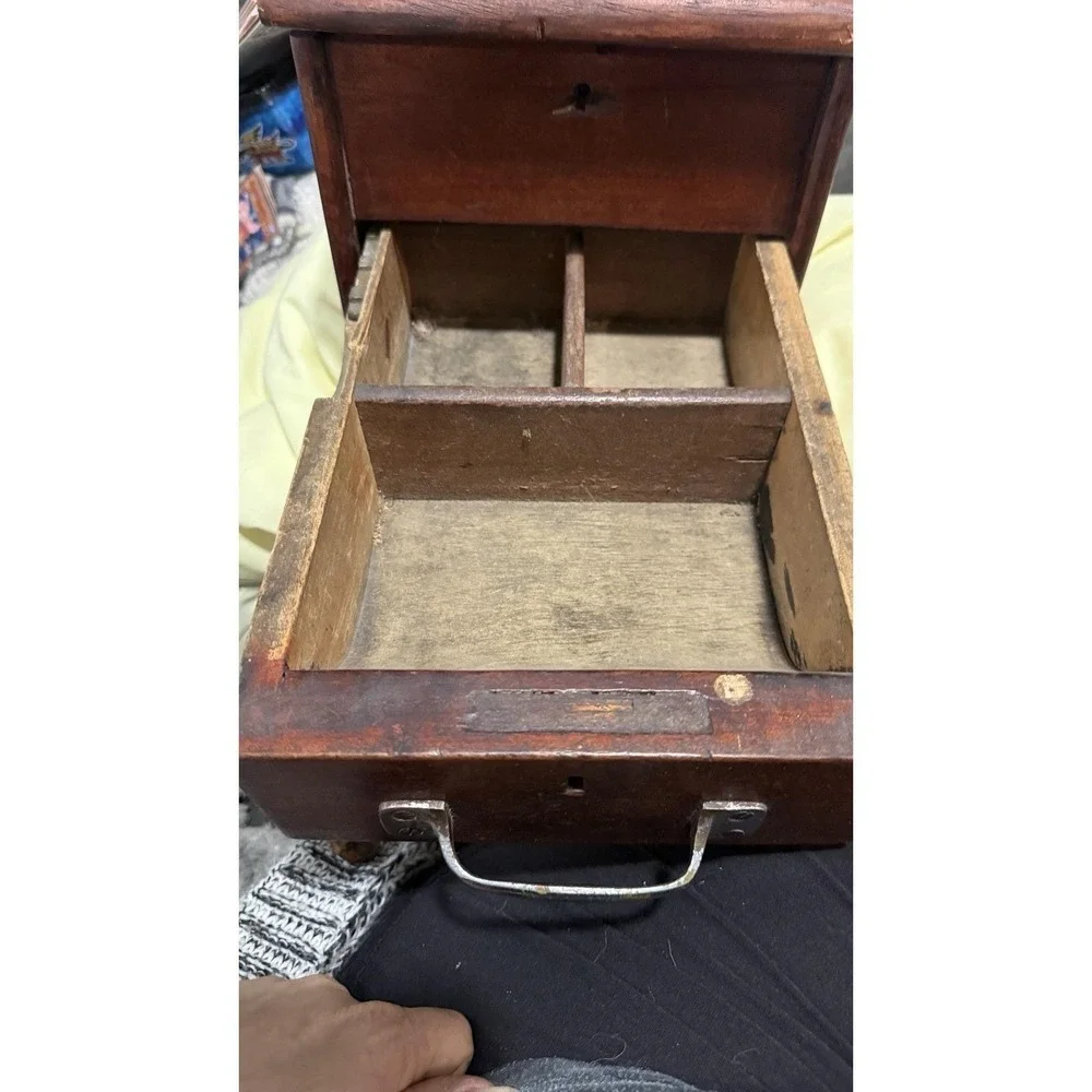 Antique‎  Wood Cash Register Drawer Box Bell Drawer Works - Cha Chings